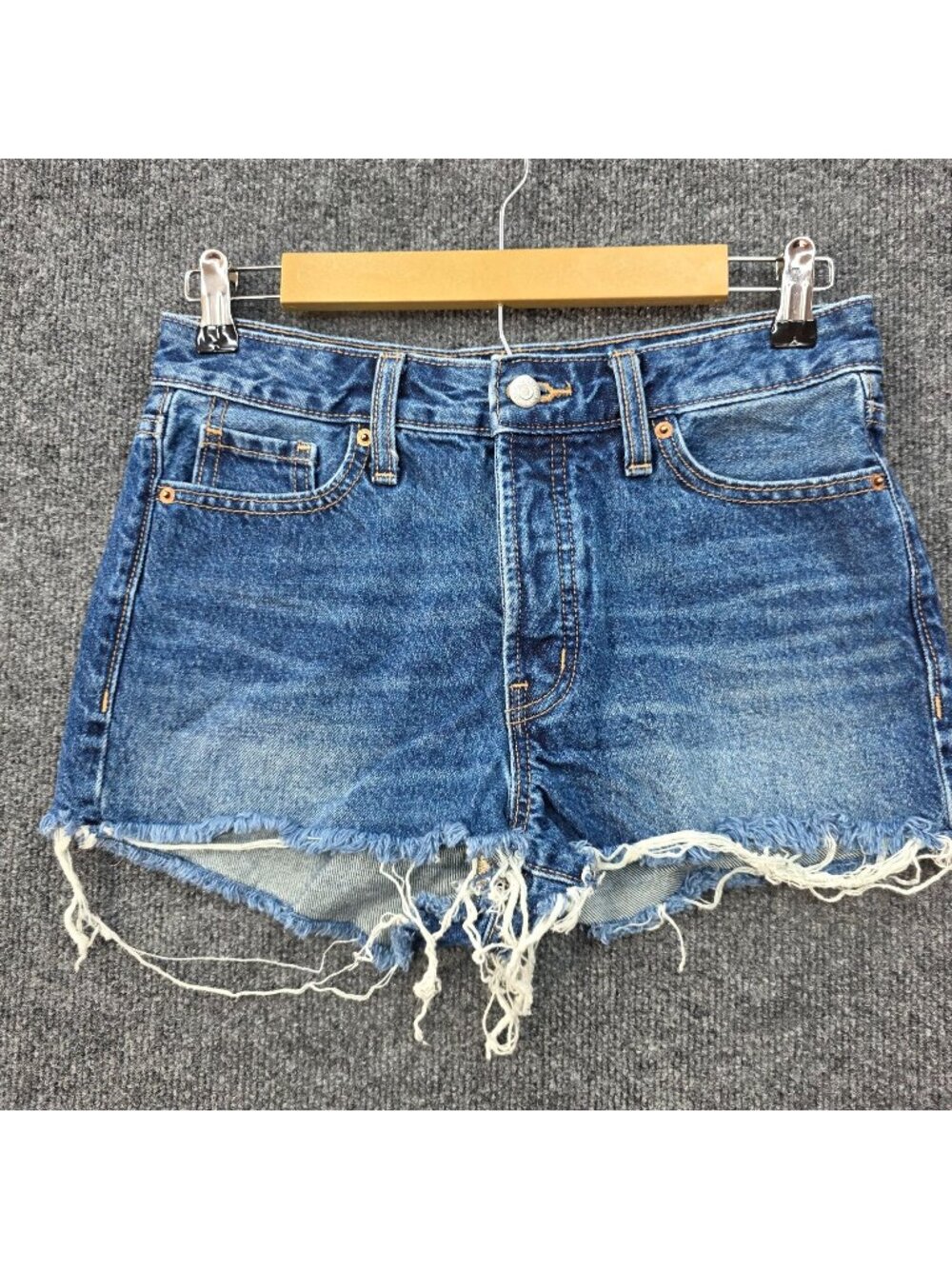 Old Navy OG High Rise Short 2 Blue Denim Cutoff Raw Frayed Hem Grunge Streetwear